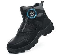 COOU Bottes de sécurité imperméables antidérapantes et confortables avec embout en acier pour homme et femme avec lacets pivotants, C13 Noir, 39 EU