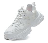 COOU Chaussures de sécurité antidérapantes et anti-crevaison avec embout en acier pour femme, blanc, 35 1/3 EU