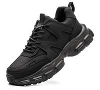 COOU Chaussures de sécurité antidérapantes et anti-crevaison avec embout en acier pour femme, Noir , 40 2/3 EU