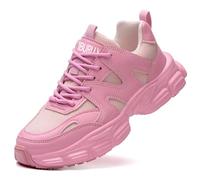 COOU Chaussures de sécurité antidérapantes et anti-crevaison avec embout en acier pour femme, rose, 38 2/3 EU