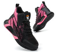 COOU Chaussures de Sécurité Hommes Femme Légère Basket de Securite Montante Respirante Confortable Chaussures de Travail Embout Acier Protection Rose 41
