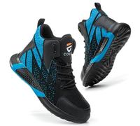COOU Chaussures de Sécurité Hommes Femme Légère Basket de Securite Montante Respirante Confortable Chaussures de Travail Embout Acier Protection Bleu 41
