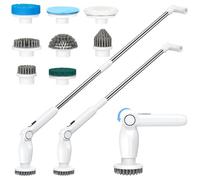 Coovee Brosse Electrique Nettoyage Rotative,sans Fil à Angle RéGlable avec 8 TêTes De Brosse, Manche Extensible De 130 Cm Brosse De Nettoyage éLectrique pour La Salle De Bain Et La Cuisine