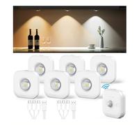Coovee Lot de 6 éclairages D'armoire LED Avec Détecteur de Mouvement - Reglette LED Cuisine Sous Meuble 3 Températures de Couleur à Intensité Variable -Rechargeable par USB -Sans fil Avec Télécommande