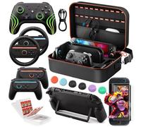 COOWPS Ensemble D’Accessoires 17-En-1 pour Manette Pro Switch 2, Étui Tout En Un, Poignées Joycon, Verre Trempé, Coque Protectrice, Volants, Étui À Cartes Et Capuchon Joystick, pour Switch 2 Console
