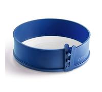 coox Moule à charnière avec fond en porcelaine de 26 cm de diamètre, en bleu, pour cuire et servir et couper directement sur la plaque en porcelaine, pas de transfert nécessaire