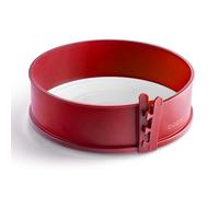 coox Moule à charnière avec fond en porcelaine de 26 cm de diamètre, rouge, cuire et servir directement sur la plaque en porcelaine, pas de transfert nécessaire