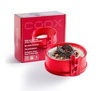 coox Moule à charnière avec plateau de service en porcelaine de 12 cm - Moule à charnière en silicone avec plateau de service en porcelaine - Moule à pâtisserie - Idéal pour les desserts individuels