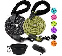 COOYOO Lot de 2 laisses pour Chien de 1,5 m très résistantes - Poignée rembourrée Confortable - Laisse réfléchissante pour Chiens de Taille Moyenne et Grande avec gamelle Pliable