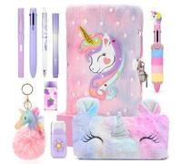 Cooyou Carnet Secret pour Filles avec Cadenas, Journal Intime Licorne Fille en Peluche avec une Cahier A5 et une Licorne Trousse, Cadeau pour Fille 5 6 7 8 9 10 11 Ans