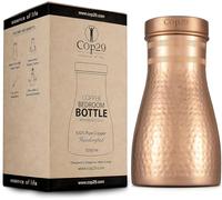 Cop29 Bouteille d’eau en cuivre martelée Dolny Shiny faite à la main I Pichets avec couvercle I Carafe d’eau de chevet (couvercle en vrac) - 1000ml / 34oz ...