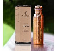 COP29 Bouteille d'eau Brillante Mira en cuivre Pur de Conception Premium martelée + gravée à la Main, 900 ML / 30 oz