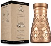 Cop29 Bouteille d'eau en cuivre Dolny Matte Honeycomb faite à la main I Pichets avec couvercle I Carafe d'eau de chevet (couvercle lâche) - 1000 ml / 34 oz ...