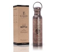 Cop29 Bouteille d'eau en cuivre pur tulipe antique gravée à la main : Sans joint et étanche -900ml/30oz
