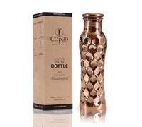 Cop29 Bouteille d'eau en nid d'abeille en cuivre pur faite à la main : un récipient en cuivre ayurvédique, emballage cadeau - 900ml/30oz