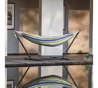 CONCEPT USINE | Hamac sur Pied avec Support métal | 1 Personne | Toile en Tissu Polyester | Charge Max 130 kg | Copacabana Bleu/Vert | pour Jardin Balcon Extérieur et Terrasse | Résiste à l'eau