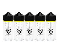 Copackr Chubby Gorilla V3 compte-gouttes en plastique avec dimensions pour huile, encre et/ou produits chimiques - Parfait pour les voyages - Avec bouchon sûr pour les enfants - Lot de 5 (100 ml)