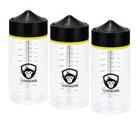 Copackr Chubby Gorilla V3 compte-gouttes en plastique avec dimensions pour huile, encre et/ou produits chimiques - Parfait pour les voyages - Avec bouchon sûr pour les enfants - Lot de 3 (200 ml)