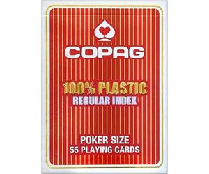 Copag - 104001335-100% Plastic - Jeu De Poker - Format 63X88Mm - Regular Face - Etui Rouge