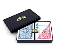 Copag Jeu de cartes à jouer 100 % plastique 4 couleurs Legacy, format poker, index géant, rouge/bleu, double jeu de cartes