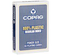 Copag – Jeu de poker 100% plastique, 55 cartes (63x88 mm), index régulier – Bleu