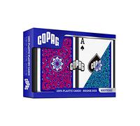 Copag Neoteric Jeu de cartes à jouer en plastique, taille pont, index régulier, bleu, double jeu de cartes pour adulte, lot de 1