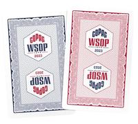 Copag WSOP 2023 Jeu de cartes à jouer 100 % plastique - Taille étroite (pont) bleu/rouge double jeu de cartes (Jumbo Index)