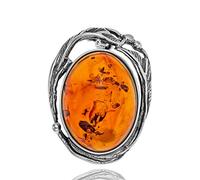 Copal Broche Femme En Argent Sterling Avec Ambre Ovale Dans Un Design Artistique