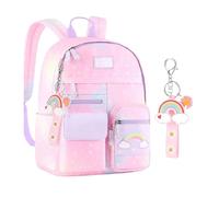 Copbopwn Sac à Dos Arc-en-Ciel pour Filles - Mignon et Kawaii avec Pendentif pour École Primaire et Ados (Rose)