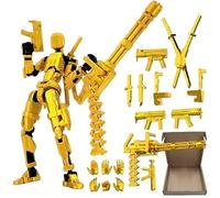 Copbopwn Titan 13 Figurine d'action 3D imprimée 3D multi-articulées, modèle de robot articulé avec pistolet Gatling Lucky 13 - Décoration de bureau, maison, cadeau pour adultes (doré)