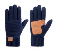 Copcape Gants d'hiver chauds pour femme par temps froid, gants thermiques tricotés en laine mérinos avec doublure épaisse en Thinsulate, gants pour écran tactile, doigts antidérapants, bleu marine,