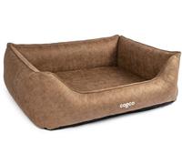 CopcoPet Lit pour chien Hugo aspect daim marron XXL 125 x 100 cm, panier pour chien antidérapant et facile d'entretien, lavable et indéformable, pour grands chiens, coussin confortable et espace de