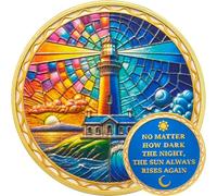 Copeaux de vitrail originaux dans le style de sobriété, cycle de jour et de nuit, phare, sobriété, pièce de monnaie de sobriété, sobriété, sobriété, cadeaux pour hommes et femmes