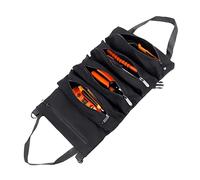 Copechilla Sac à outils portabl avec trou et mousqueton Trousse à outils enroulable noir Sacs porte-outils avec 5 poche indépendante Tissu Oxford épaissi Résistant à l'abrasion et ferme Pour Moto