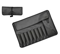 Copechilla trousse à outils enroulable noir avec broche réglable,Sac d'urgence de voiture 50X35CM avec couvercle de protection-grande poche-8 insert de poche,épais étanche à l'eau résistant à l'usure
