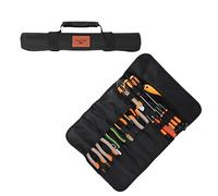 Copechilla Trousse à outils enroulable noir avec corde élastique Sac à outils avec poignée,Trousse à outils souple moto et vélo avec poche zippée,Résistant à l'abrasion et à l'eau Pour clés tournevis
