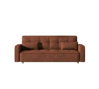 COPENHAGUE - Canapé convertible 3 places en velours côtelé terracotta