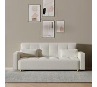 Copenhague - Canapé Scandinave Convertible 3 Places En Tissu Bouclette Blanc Blanc