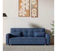 Canapé Scandinave Convertible 3 Places En Velours Côtelé Bleu Copenhague Bleu