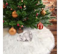 Coperta per albero di Natale, 90 cm, grande albero di Natale, coperta di lusso, bianca, rotonda, in peluche, per Natale, vacanze, albero di Natale, decorazione per la casa Sotto Albero di Natale Decor