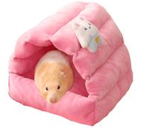 Copfeu Cachette pour hamster, cochon d'Inde, lit lavable et chaud pour lapin nain, chinchilla, furet, hérisson, rat, dragon barbu, planeur en sucre (rose, taille L)