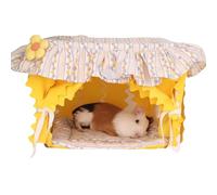 Copfeu Lit pour cochon d'Inde - Lit pour petit animal - Cachette pour chinchilla hamster, rat, cochon d'Inde - Tente avec coussin pour toutes les saisons (jaune)