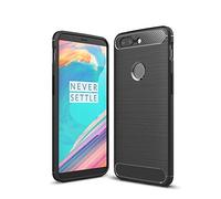 COPHONE® Coque Compatible OnePlus 5T Coque Fibre de Carbone Noir antidérapente. Housse Souple Haute Protection, Anti Choc.