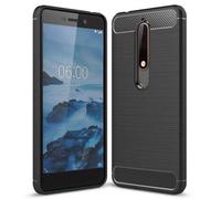 COPHONE® Coque de Protection Compatible Nokia 6.1 Etui antidérapent Coque Fibre de Carbone Noir Nokia 6 2018 Anti Choc