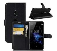 COPHONE® Etui Noir en Cuir Compatible avec Sony Xperia XZ3 Coque Housse de Protection Etui porteufeuille Noir Haute qualité