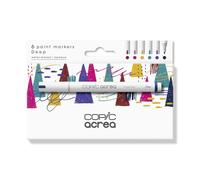COPIC Marqueurs acrea Set Deep – 6 marqueurs, encre à base d'eau et de pigments, trait 0,8–1,2 mm