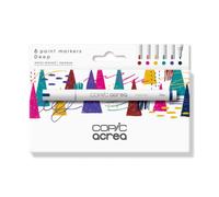 COPIC Marqueurs acrea Set Deep – 6 marqueurs, encre à base d'eau et de pigments, trait 0,8–1,2 mm