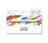 COPIC acrea Set Vivid, Set de 6 marqueurs peinture à l'encre à base d'eau et de pigments, épaisseur de trait 0,8-1,2 mm