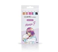 COPIC Ciao 5+1 Set « Manga 7 », 5 Twin Marker avec une pointe moyenne et une pointe Brush, incl. Multiliner Black 0,3 mm