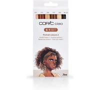 Copic Ciao 5+1 Set « Portrait Colours 2 », 5 Twin Marker Avec Une Pointe Moyenne Et Une Pointe Brush, Incl. Multiliner Black 0,3 Mm